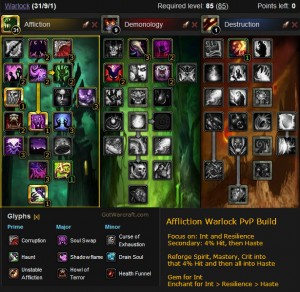 Affliction Warlock PvP build