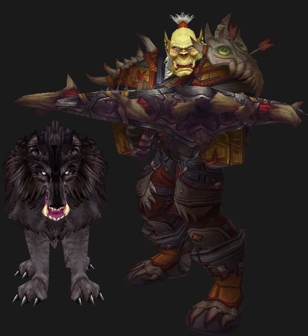 Orc Hunter in Tyrranical PvP Gear with Dire Wolf pet